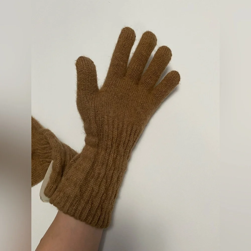 Camel wool blend gloves dark camel size S Mongolia